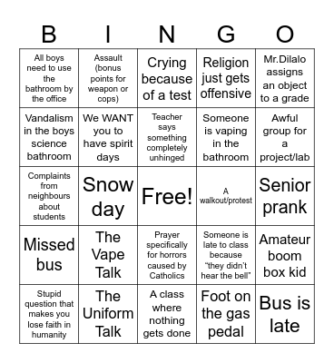 Sacred Experience 23/24 Bingo Card