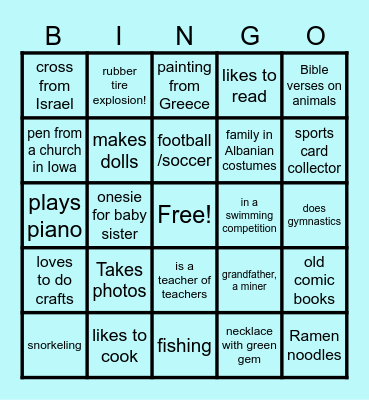 'Share Bag' BINGO Card