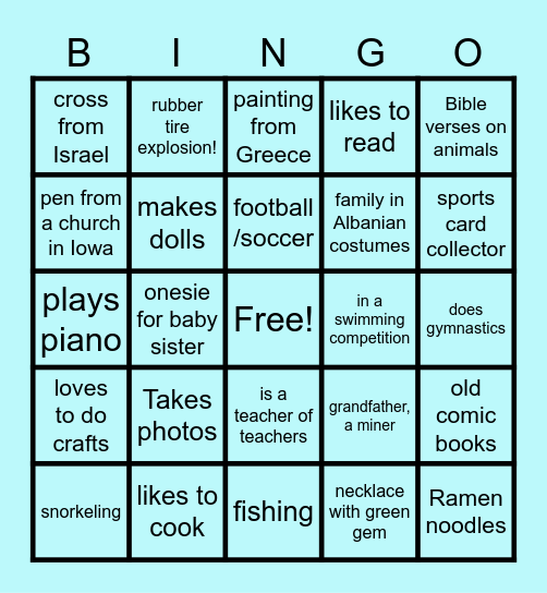 'Share Bag' BINGO Card
