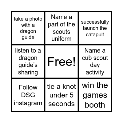 DSG Bingo Card