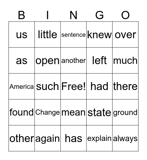 Bingo! Bingo Card