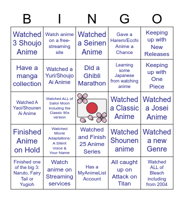 ANIME & MANGA CLUB ICE BREAKER Bingo Card