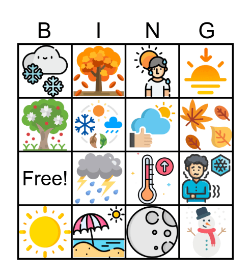 날씨 / Időjárás szavai Bingo Card