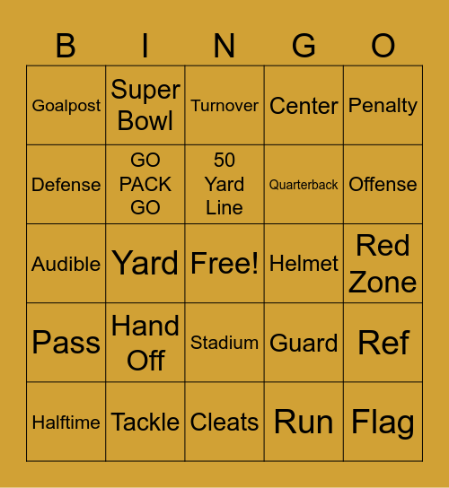 FOOTBALL BINGO Card