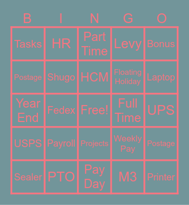 National Payroll Week Game #2 Bingo Card