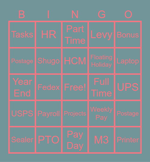 National Payroll Week Game #2 Bingo Card