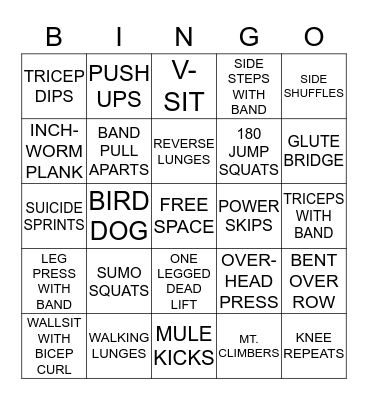 Oh! Baby Bingo Fitness Bingo Card