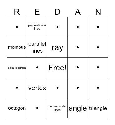 Geometry Bingo Card