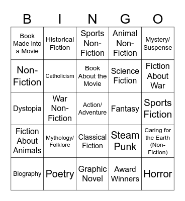 Divine Mercy School Library Bingo Card