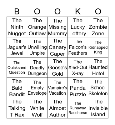 Mystery Book-O Bingo Card