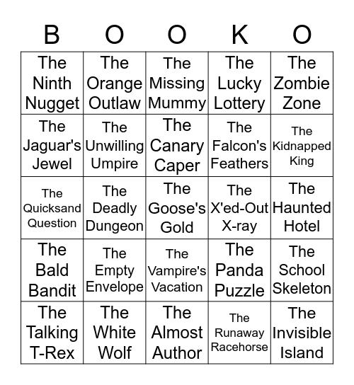 Mystery Book-O Bingo Card