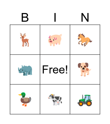 Farm Bingo Card