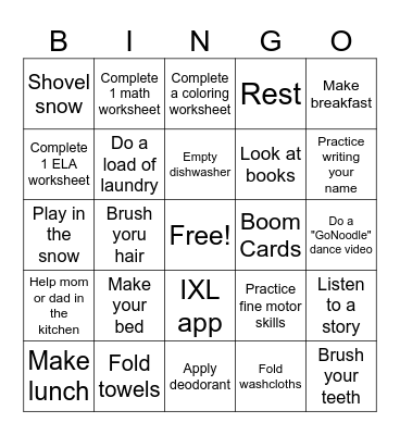 Autistic Support FID Day Bingo Card