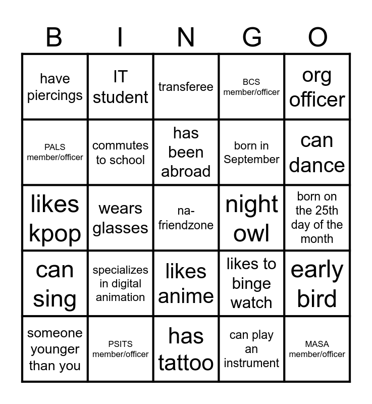 CCAS General Assembly Bingo Card