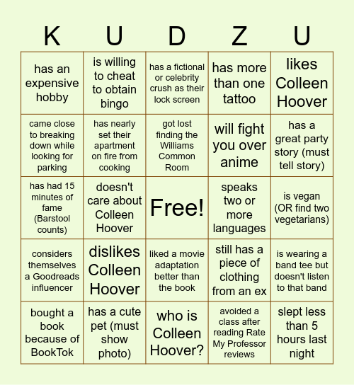 Find someone who... Bingo Card