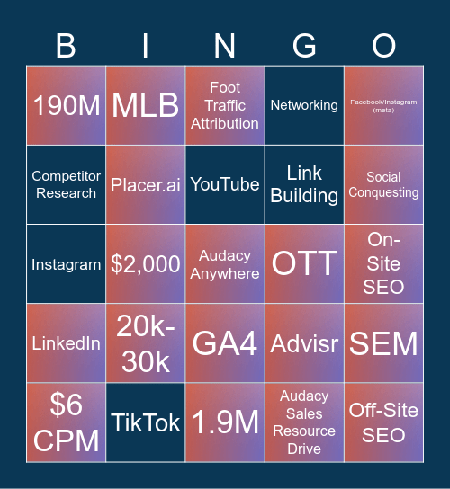 Digital Marketing Bingo Card