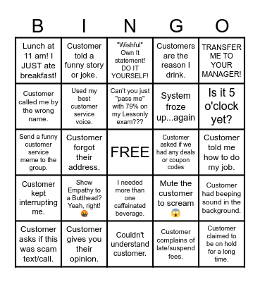 DG CUSTOMER SERVICE BINGO Card