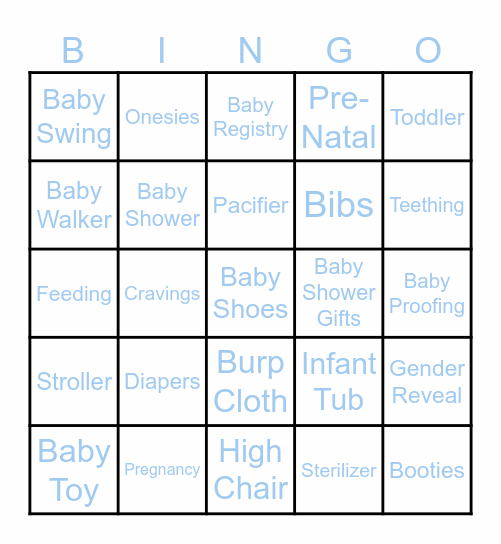 Carissa Baby Shower Bingo Card