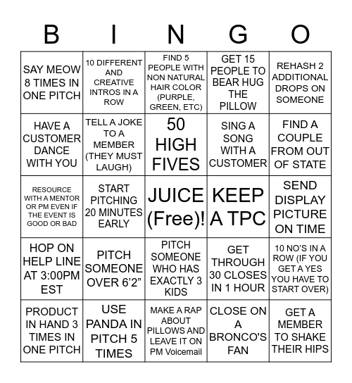 BAMBOO BINGO Card