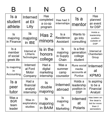 Find someone who Bingo Card