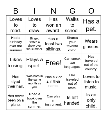 Find Someone Who... Bingo Card