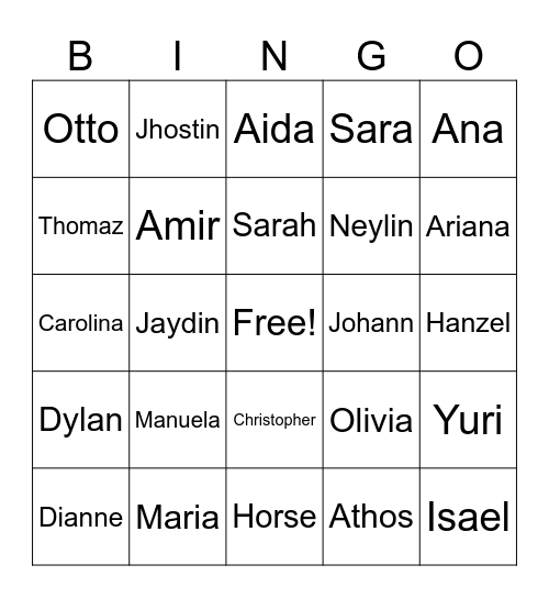 F (5,6) Bingo Card