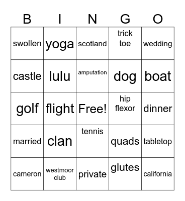 September Core Bingo Card