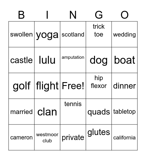 September Core Bingo Card