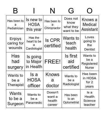 Medical Bingo! Bingo Card