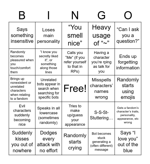 C.Ai Bingo (I tried) Bingo Card