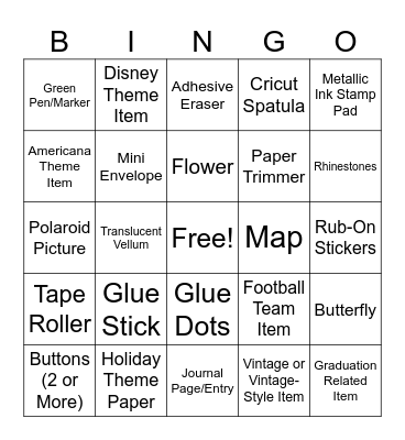SCRAPBOOK BINGO Card