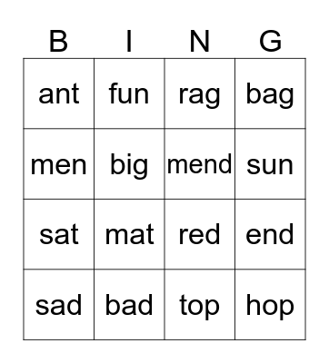 Week 1 Bingo Card