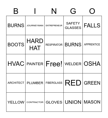 CONSTRUCTION Bingo Card