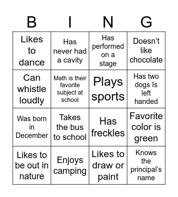 Get To Know You Bingo Card