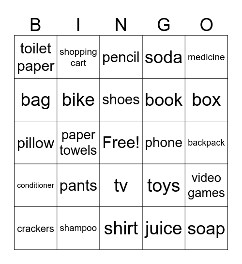 Store Bingo Card