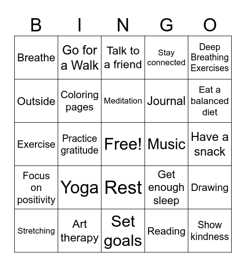 SpeakUp Bingo Card