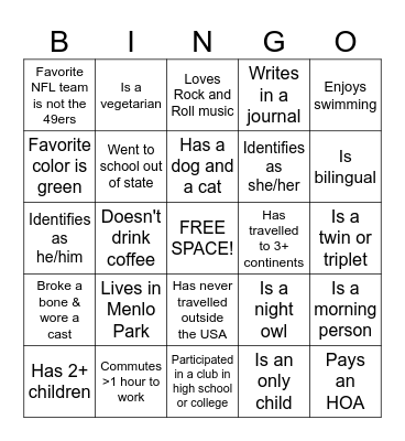 SDoH Icebreaker! Bingo Card