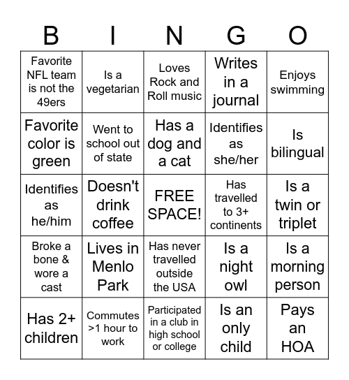 SDoH Icebreaker! Bingo Card