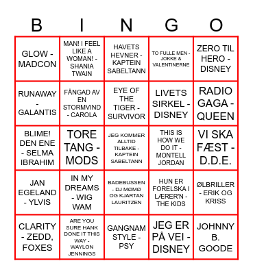 MUSIKK BINGO Card