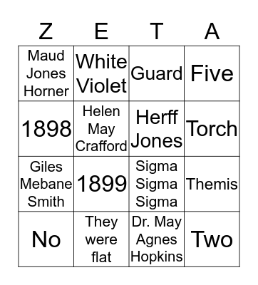 Zeta Badge Bingo Card