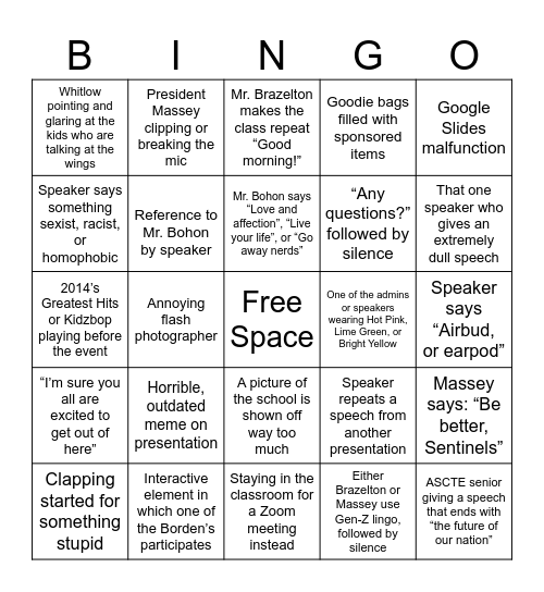 ASCTE Event BINGO Card