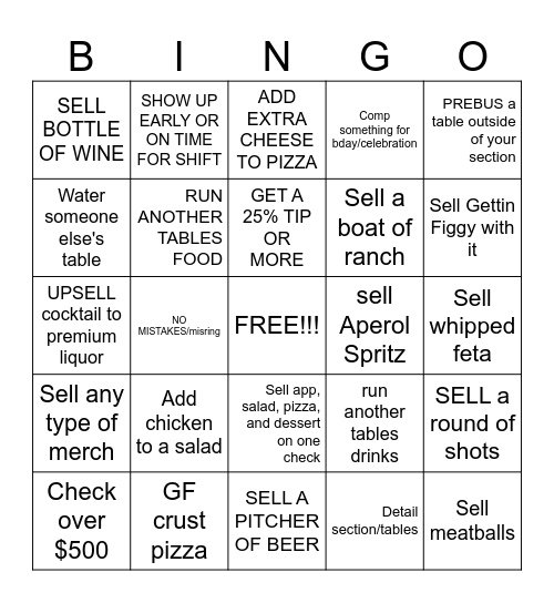 SERVER BINGO Card