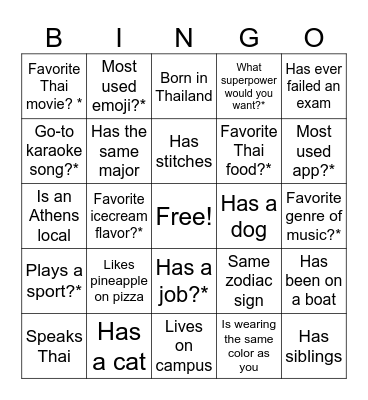 Thai SA Bingo!!! Bingo Card
