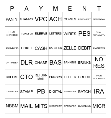 PES MICR NBBM DLR Bingo Card