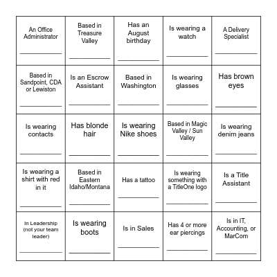 "Get To Know You" Scavenger Hunt Bingo Card