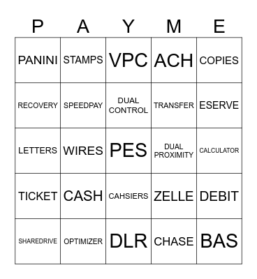 PES MICR NBBM DLR Bingo Card