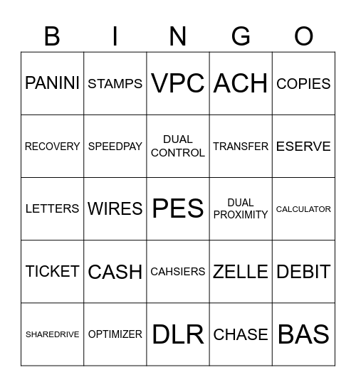 PES MICR NBBM DLR Bingo Card