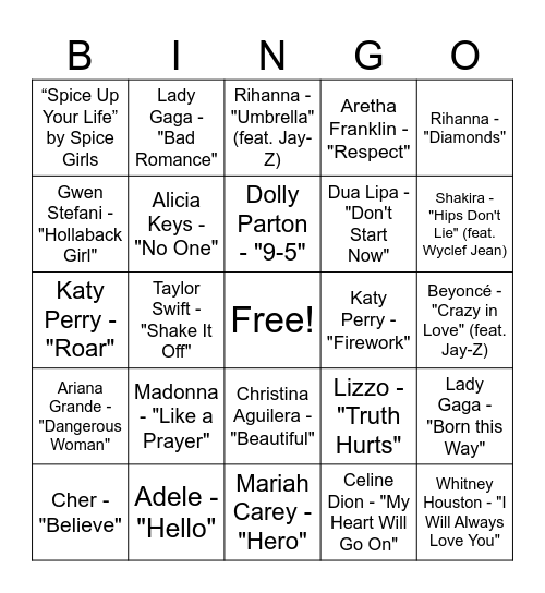 Goddess Bingo Card