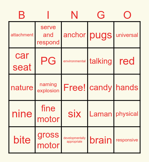 CE114 Unit 6 Bingo Card