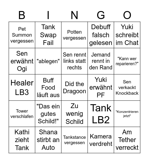 Bingo (Savage) Bingo Card